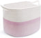 ABenkle Medium Rope Storage Basket, Soft Cotton Woven Baby Girl Basket, Rectangle Baskets Shelves Closet Organizer for Cloth, Toys, Diapers, Decorative Organizing Baskets for Nursery