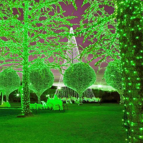 JMEXSUSS 2 Pack Green Solar Lights 200LED 75.5ft St Patrick's Day Lights with 8 Lighting Modes Solar String Lights Outdoor Waterproof for Garden, Christmas, Halloween, St Patricks Day Decorations