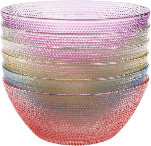 Hedume Set of 12 Colorful Glass Bowls, 8.5 OZ Glass Prep Bowls, Stackable Glass Salad Bowl, Glass Prep Bowls Serving Bowls for Kitchen Prep, Dessert, Dips, Candy, Nuts, Snack