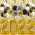 Graduation 2022 Party Supplies Black, Gold Happy Large Balloons Decorations Photo Backdrop and New Years Decor Accessories Kit Golden Fringe Curtain Glitter Banner with Pompoms Ornament Senior College