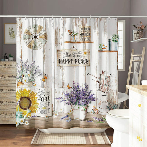 DESIHOM Vintage Country Shower Curtain 72x72 Inch, Farmhouse Rustic Shower Curtain Antique Wood Shower Curtain Polyester Waterproof Shower Curtain