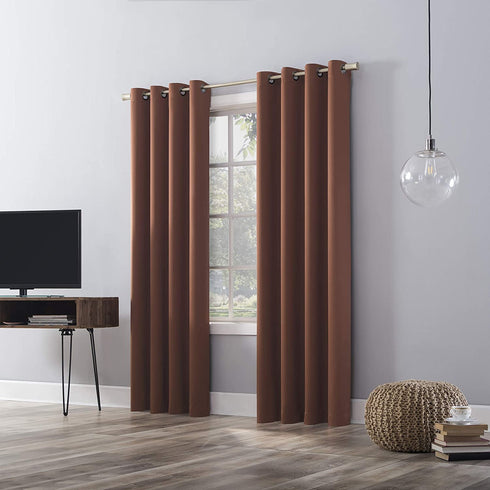 Sun Zero Nordic Theater Grade Extreme 100% Blackout Grommet Curtain Single Panel, 52" x 84", Terracotta