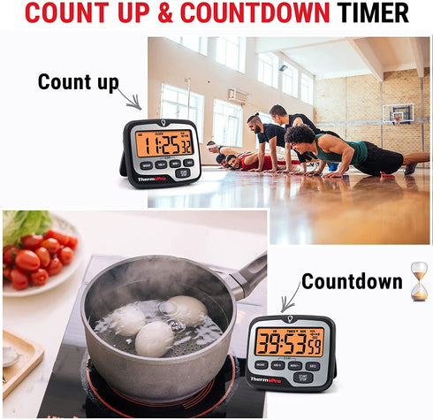 ThermoPro TM01 Kitchen Timers for Cooking with Count Up Countdown Timer, Digital Timer for Kids with Touch Backlit, Study Timers for Classroom Teacher Supplies