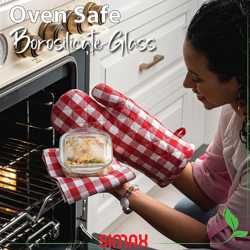Simax Casserole Dish For Oven: Mini Glass Baking Dish With Lid Small, Personal Sized Bakeware and Cookware - Great for Storage Microwave, Oven, And Dishwasher Safe Borosilicate Glass Dish 10 Oz.