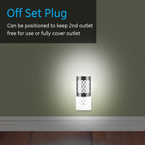 GE CoverLite LED Night Light, 2 Pack, Plug-In, Dusk-to-Dawn Sensor, Home D©cor, Ideal for Kitchen Bathroom, Nursery, Bedroom, Hallway, 46815, Brushed Nickel | Moroccan, 2