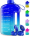 AQUAFIT Half Gallon Water Bottle with Straw Half Gallon Water Jug Motivational Water Bottle 64 Ounce Large Water Bottle Big Water Bottle 1/2 Gallon Water Jug Big Water Jug Dark Blue -Light Blue Fade