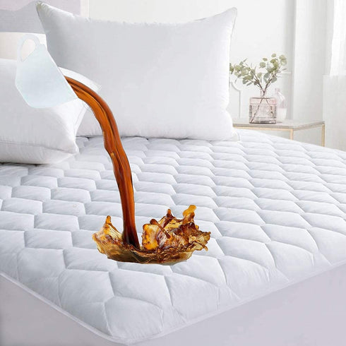 Twin XL Size Quilted Fitted Waterproof Mattress Pad, Breathable Mattress Protector, Premium Soft Filling Noiseless, 8-21 Inches Deep Pocket Mattress Cover (White)