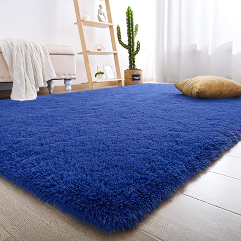 Vasofe Shaggy Rugs Fluffy Carpets , Rectangular Rugs for Bedroom LivingRoom, Nursery Rugs for Kids Room Throw Rug College Dorm Rugs, 4' x 6' Light Navy Rug Area Rugs Home Decor