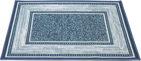 Ottomanson Ottohome Collection Contemporary Bordered Design Rubberback Area Rug, 2'3" x 3', Blue