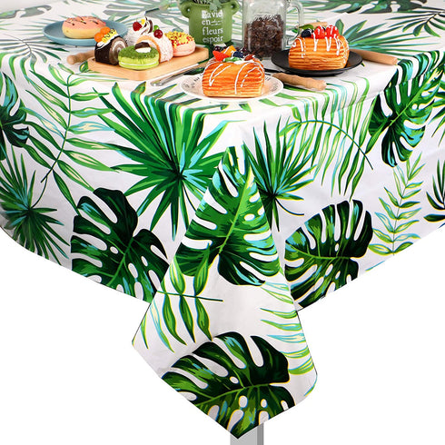 2 Pieces Hawaii Palm Leaves Tablecloth Disposable Plastic Tropical Rectangular Table Covers for Birthday, Luau Decorations, Kitchen Dining Room, Baby Shower Decorations (51.2 x 86.6 Inch)