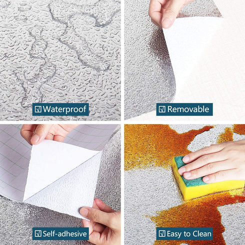VEELIKE Kitchen Backsplash Wallpaper Peel and Stick Aluminum Foil Contact Paper Self Adhesive Oil-Proof Heat Resistant Wall Sticker for Countertop Drawer Liner Shelf Liner (15.74—118.11inches)