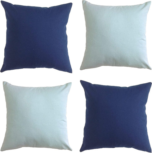 Sofa Throw Pillow Covers - 18x18 Inch Set of 4 Decorative Cushion Covers for Living and Bed Room Decor Hand Painted Designs
