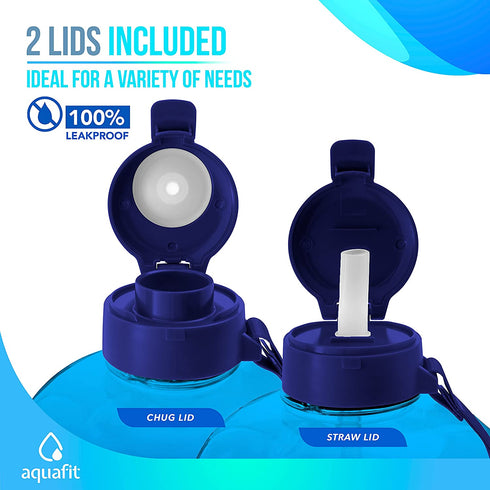 AQUAFIT 1 Gallon Water Bottle with Straw Motivational Water Bottle Big Water Bottle with Straw 1 Gallon Water Bottle Water Jug 1 Gallon Water Jug Water Bottle with Time Marker Daily Dark Blue