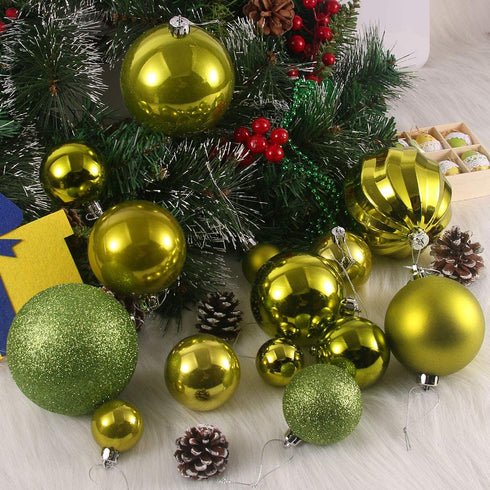 24Pcs Christmas Balls Ornaments for Xmas Tree - Shatterproof Christmas Tree Decorations Large Hanging Ball Lemon Green 3.2" x 24 Pack