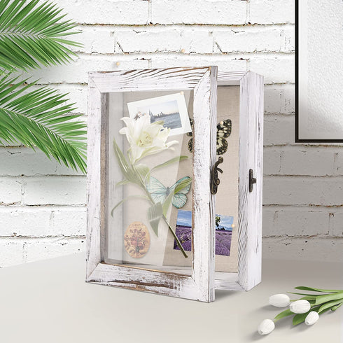 Qlfyuu 8x10 Shadow Box Frame, Wooden Shadow Box Display Case,Large Shadow Box for Flowers,Memorial Shadow Box for Keepsakes Baby Wedding Photo Memorabilia Awards Ticket Wine Cap,White