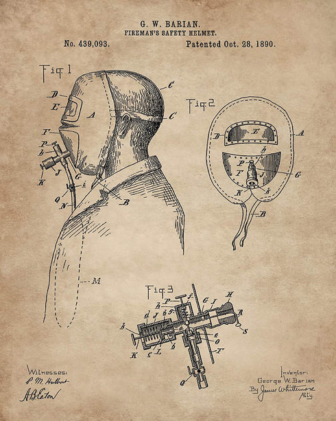 Firefighter Patent Print Set of 6 (8"x10") - Wall Art Decor - Gift Idea for Firemen First Responders