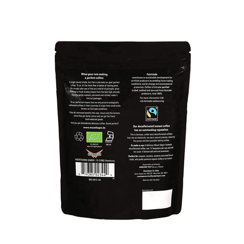 Mount Hagen 7.05 oz Organic Fair Trade Freeze Dried Decaffeinated Instant Coffee Bulk Resealable Doypack Bag, Kosher Single-origin 100% Arabica Freeze Dried Coffee Packets, Instant Coffee For Camping