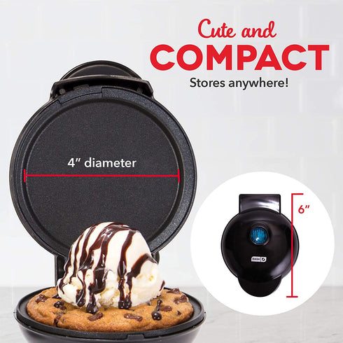 DASH DMS001BK Mini Round, Electric Griddle Machine for Individual Pancakes, Cookies, Eggs & other on the go Breakfast, Lunch, Snacks with Indicator Light, Black