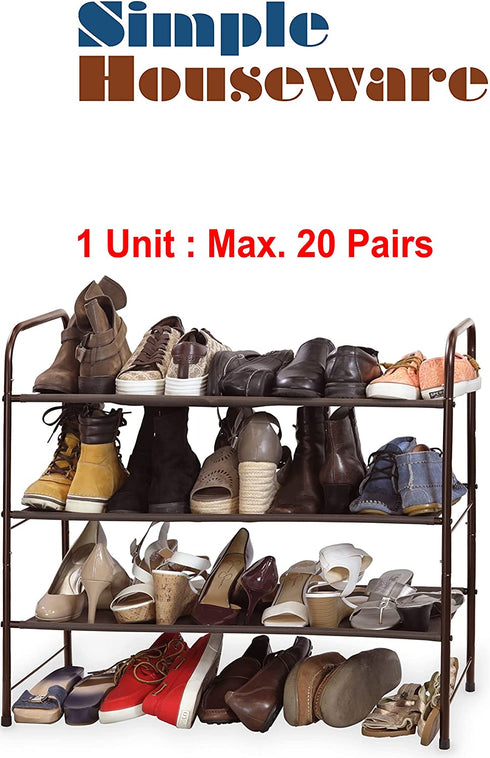 Simple Houseware 3-Tier Shoe Rack Storage Organizer 12-Pair / 20-Pair, Bronze