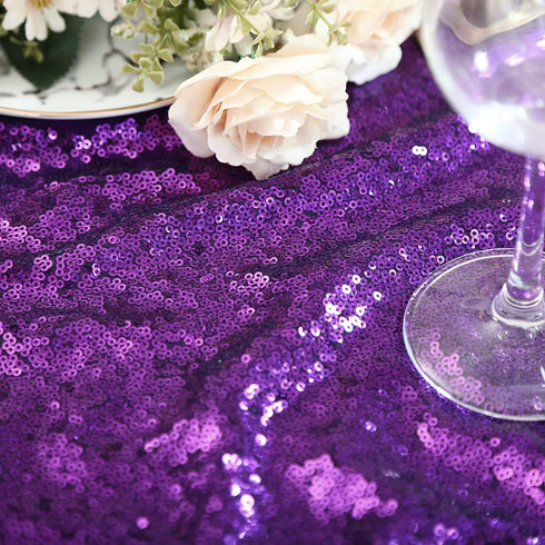 Sequin Tablecloth 60x102inch Sparkly Table Cloth Purple Table Cover Overlay for Wedding Birthday Halloween Party Wedding Decorations Purple