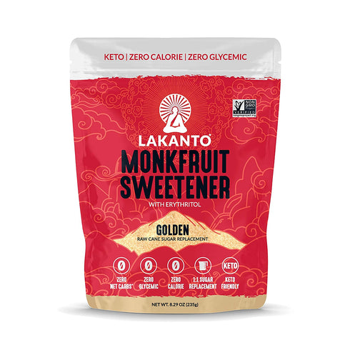 Lakanto Golden Monk Fruit Sweetener with Erythritol - Raw Cane Sugar Substitute, Zero Calorie, Keto Diet Friendly, Zero Net Carbs, Baking, Extract, Sugar Replacement (Golden - 8.29 oz)