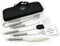 NewlineNY Stainless Steel BBQ Grill Tool Kit 5 PCS Set : Tong, Meat Fork, Basting Brush, Spatula, Knife + Carrying Bag for Picnic Camping Barbeque Cooking Grilling