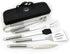NewlineNY Stainless Steel BBQ Grill Tool Kit 5 PCS Set : Tong, Meat Fork, Basting Brush, Spatula, Knife + Carrying Bag for Picnic Camping Barbeque Cooking Grilling