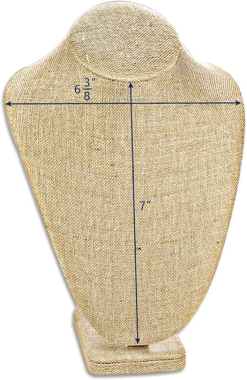 Ikee Design Linen Necklace Chain Jewelry Bust Display Holder Stand, Necklaces Display necklace mannequin, Necklace Bust, Jewelry Bust Stand, 6 3/8"W x 4 1/2"D x 10 1/4"H