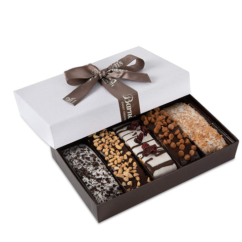 Barnetts Christmas Chocolate Gift Baskets, 5 Biscotti Cookie Chocolates Box, Covered Cookies Mens Holiday Gifts, Gourmet Prime Food Candy Basket Delivery For Her Men Women Families, Thanksgiving Ideas