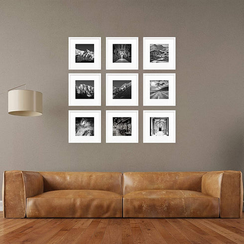 Hongkee 8x8 Square Picture Frame?Made of Composite Wood with High Definition Glass for Desktop Display and Wall Mounting?Set of 3 Minimalist White(HK031520-MD8X8-WT(3PK))