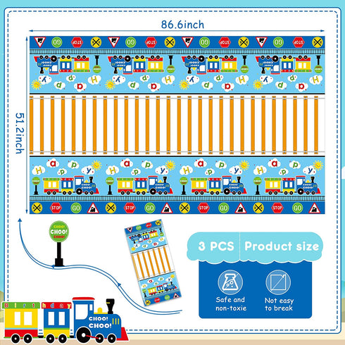 3 Pieces Train Plastic Tablecloths Train Birthday Party Supplies Train Party boy Tablecovers Train Party Decorations 51 x 87 Inch (3 Pieces)