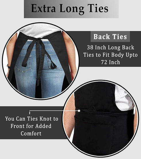 Cotton Blended Extra Large XXL Aprons for Women / Men with 2 Pockets for Cooking, Kitchen, Barber, Gardening, BBQ, Chef Apron