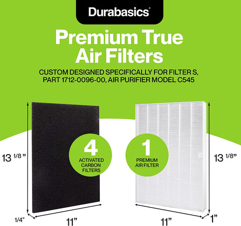 Durabasics Air Filter for Winix C545 Replacement Filter & Winix Replacement Filter C545-1 Air Filter & 4 Activated Carbon Pre-Filters -Replacement for Winix Filter S, C545 Filter & Winix Filter C545