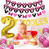 Amandir Cartoon Mouse 2nd Birthday Party Supplies, Oh Twodles Happy Birthday Banner Number 2 Pink Balloons Cartoon Mouse Cake Topper for 2nd Minie Mouse Birthday Party Favors Decorations for Girls