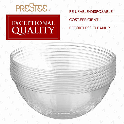 Clear Plastic Serving Bowls for Parties | 48 Oz. 12 Pack | Round Disposable Serving Bowls | Clear Chip Bowls | Party Snack Bowls | Plastic Candy Dish | Salad Serving Containers | Large Candy Bowls