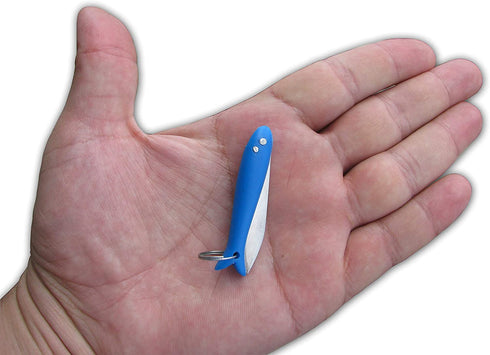 Glittering Bazaar Fish Smallest Mini Micro Handmade Key ring Pocket Folding Folder Knife, Stainless Steel, Multi Purpose Portable, Tiny Blade (Blue)