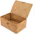 Yesland Handwoven Seagrass Rattan Storage Basket - 11.5'' x 7.5'' x 5'' - Brown Rectangular Makeup Organizer / Container with Lid, Perfect for Decoration, Picnic, Groceries and Toy Storage