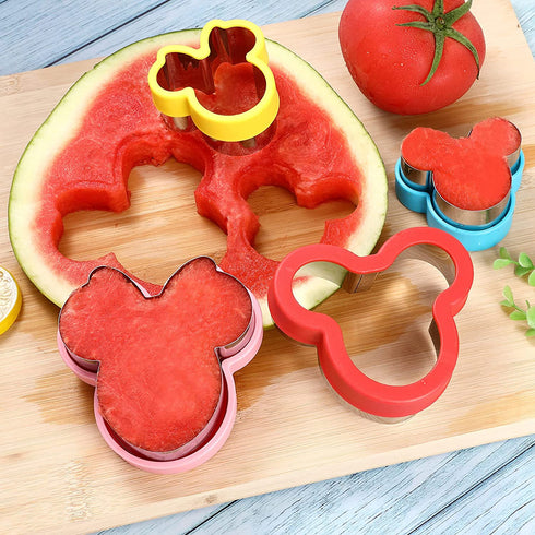 Elfkitwang Mickey and Minnie Themed Cookie Cutters Set ,Mickey Minnie Head Cartoons Shapes Cookie Cutter for Kids Sandwich Cakes Biscuits Vegetables Fruit Cutters Baking Mold(Assorted Sizes)