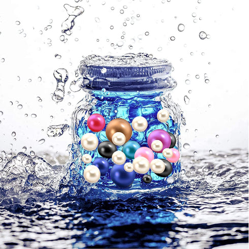 200 Pieces Floating NO Hole Pearls and 10000 Pieces Transparent Water Gels,Floating Pearls for Vases,Pearl Decor,Pearl Decor for Home Weddings Table Party Decor,10/14/ 20mm (Creamy White,Gold)