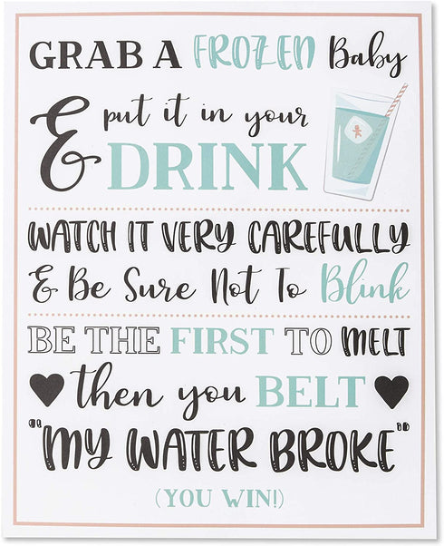 Juvale My Water Broke Baby Shower Game - 60 1 Inch Tiny Plastic Babies, 3 Ice Cube Trays, 1 Sign