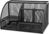 Flexzion Desk Organizer Office Supplies Accessories Desktop Tabletop Sorter Shelf Pencil Holder Caddy Set - Metal Mesh with Drawer and 6 Compartments (Black)
