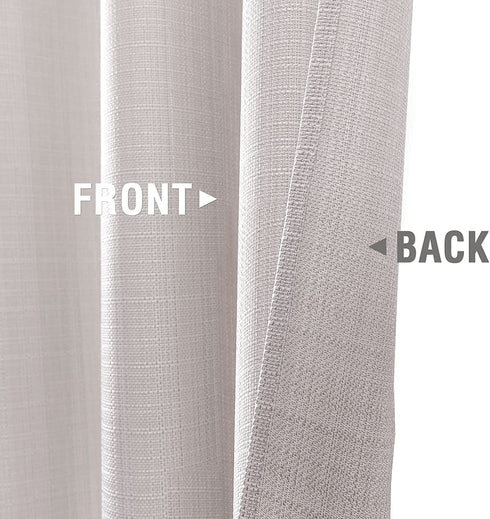 JINCHAN Curtains Linen Textured Casual Weave Curtain for Living Room Bedroom Window Panels Grommet Light Filtering Drapes 2 Panels Light Heathered Grey 96 Inch Long