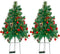 OBABA 2 Pack 30 Inch Outdoor Pathway Christmas Trees Battery Operated Pre-Lit Artificial Tree Decoration with 60 LED Lights,Holiday Décor for Porch,Driveway,Red Berries,Pine Cones,Red Ball Ornaments