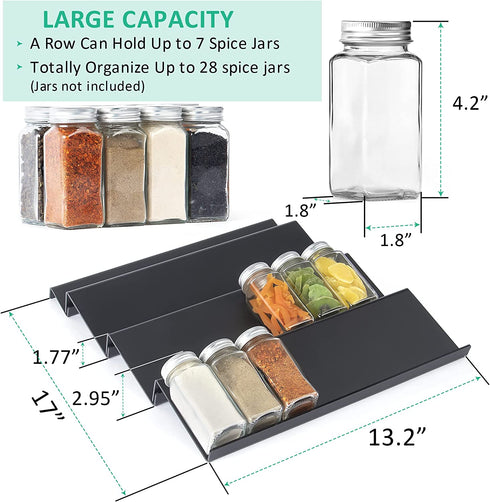 Drawer Spice Organizer- Spice Organizer for Drawer- Black Drawer Spice Rack-- Drawer Spice Organizer Insert - Spice Rack Drawer Organizer, 1 Pack