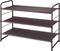 Simple Trending 3-Tier Stackable Shoe Rack, Expandable & Adjustable Fabric Shoe Shelf Storage Organizer, Bronze