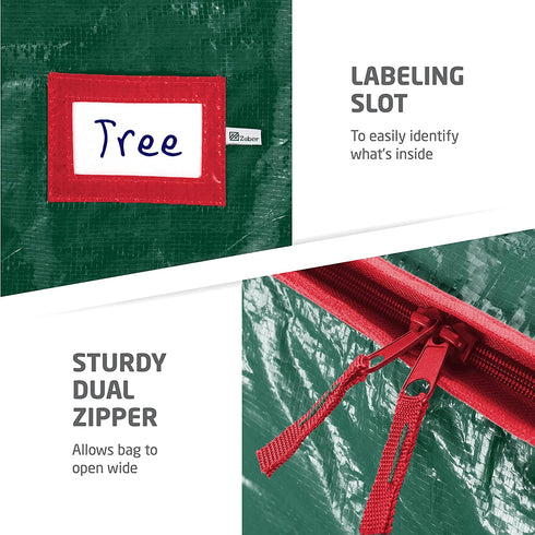 Rolling Large Christmas Tree Storage Bag - Fits Artificial Disassembled Trees, Durable Handles & Wheels for Easy Carrying and Transport - Tear/Waterproof Polyethylene Plastic Duffle Bag