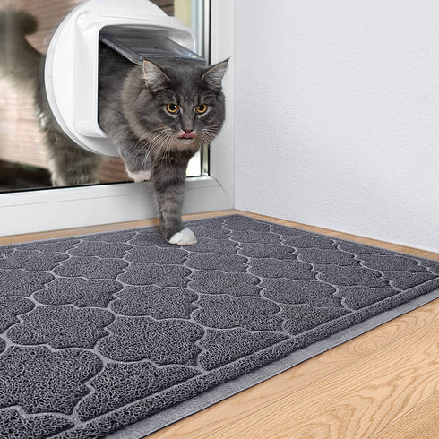 LuxStep Door Mat Large 24x36 Inch Indoor Outdoor Doormat, Non-Slip Low-Profile Design Floor Mat, Durable Trap Dirt and Dust Front Door Welcome Mat for Entryway,Patio,Garage,High Traffic Areas, Grey