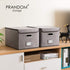 PRANDOM File Organizer Box - Set of 1 Collapsible Decorative Linen Filing Storage Hanging File Folders with Lids Office Cabinet Letter Size (15x12.2x10.75 inch)