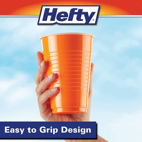 Hefty Party On Disposable Plastic Cups, Assorted, 16 Ounce, 80 Count