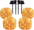 LiyuanQ Solar String Lights, 4 Pack 100 LED Solar Fairy Lights 33 Feet 8 Modes Copper Wire Lights Waterproof Outdoor String Lights for Garden Patio Gate Yard Party Wedding Indoor Bedroom Warm White